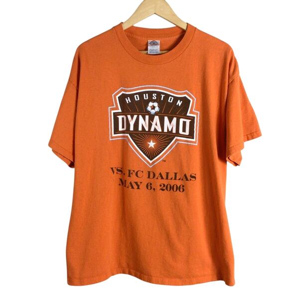 2006 Houston Dynamo VS FC Dallas Soccer T Shirt Orange XL - Picture 1 of 4